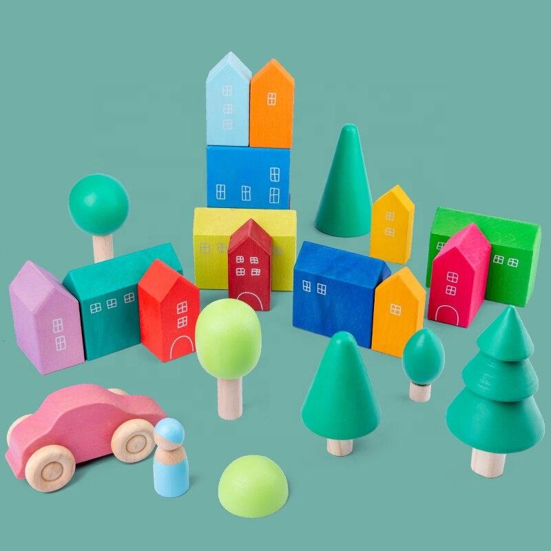 IN-TX1439 Wooden Rainbow Stacker Toys