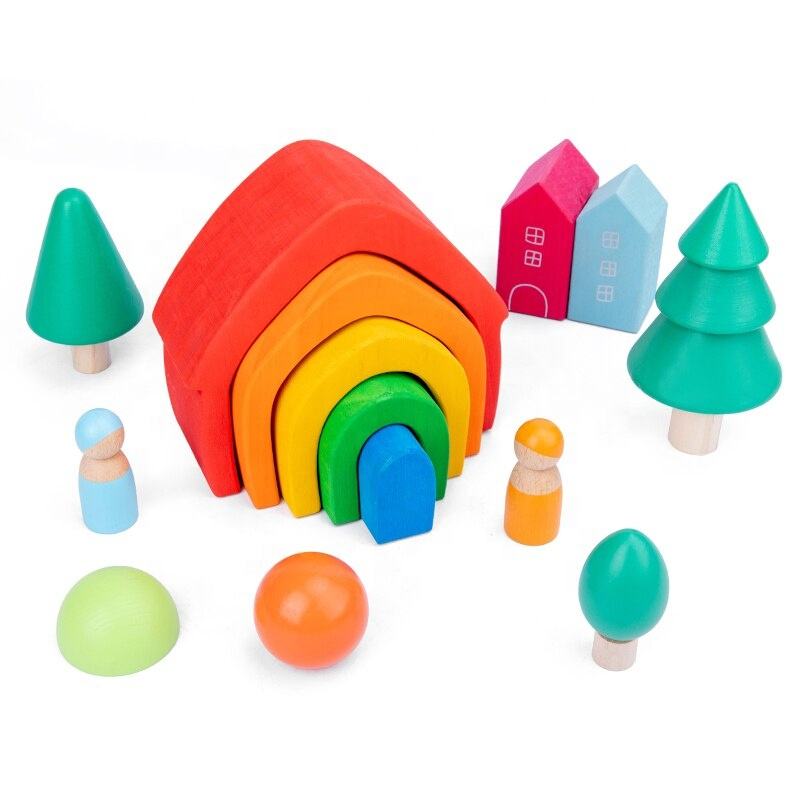 IN-TX1439 Wooden Rainbow Stacker Toys