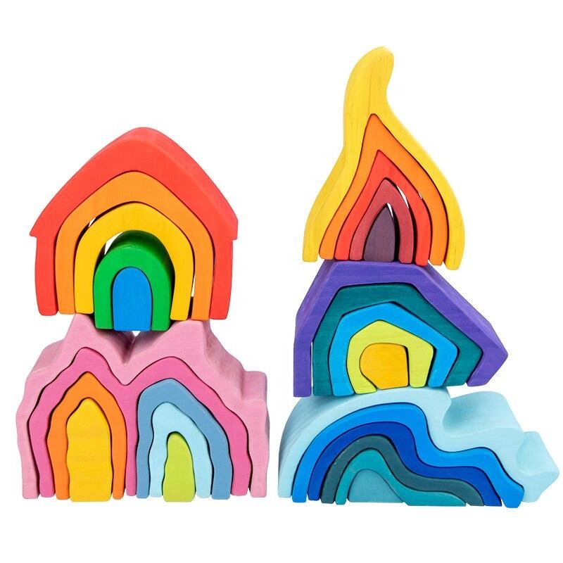 IN-TX1439 Wooden Rainbow Stacker Toys